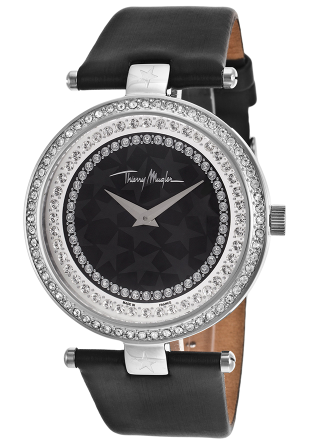Women's Black Genuine Leather Black Dial - Thierry Mugler Watch