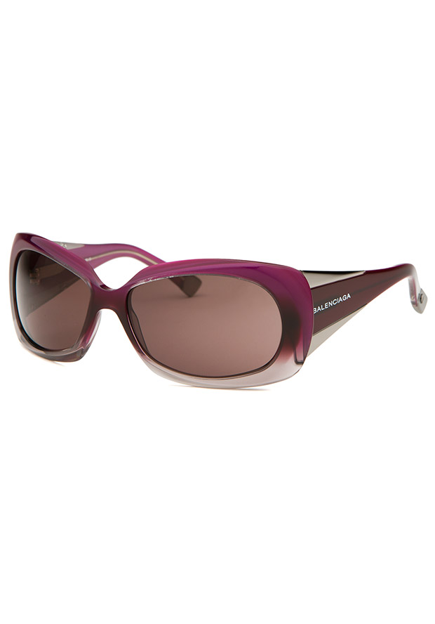 Women's Rectangle Purple Acetate Sunglasses - Balenciaga Watch