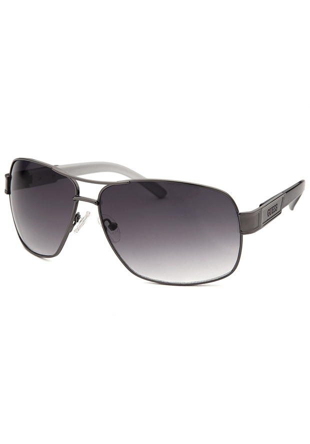 Men's Aviator Gunmetal and Grey Gradient Lenses Sunglasses - Guess Watch