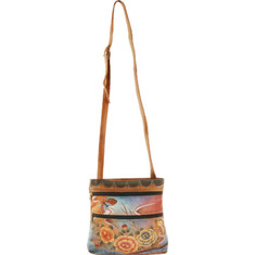 Women's Anuschka Double Zip Small Travel Crossbody - Premium Peacock Safari Casual Handbags