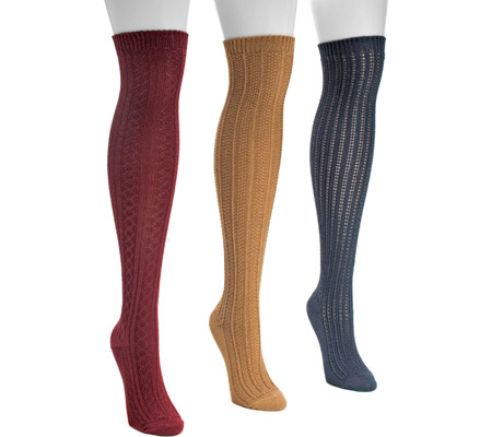 Women's MUK LUKS Over the Knee Textured Socks (3 Pair)