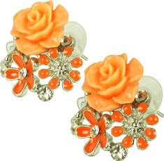Women's Kate Marie Fashion Earrings Rose 6 - Orange Stud Earrings