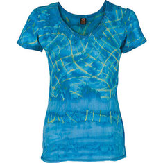 Women's Ojai Clothing Tie Dye V-Neck - Casitas Blue Short Sleeve Shirts