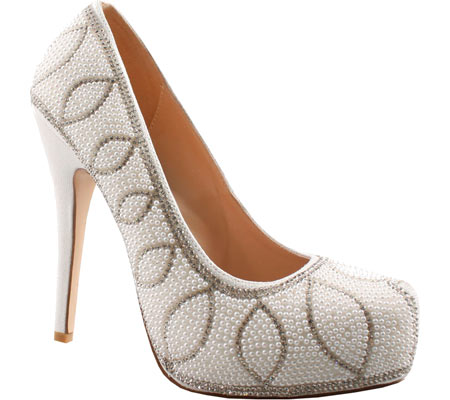 Women's Lauren Lorraine Danielle - White Pearl Ornamented Shoes