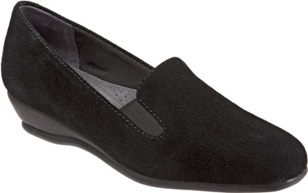 Women's Trotters Lamar Loafer - Black Cow Suede Casual Shoes