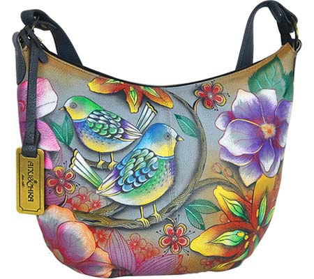 Women's Anuschka Medium Bucket Hobo - Blissful Birds Hobo Handbags