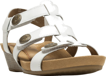 Women's Cobb Hill Harper T-Strap Sandal - White Full Grain Leather Sandals