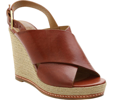 Women's Andre Assous Cora Wedge Sandal - Burnt Sienna Vaquetta Leather Casual Shoes