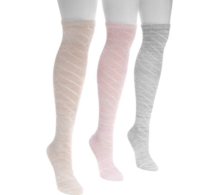 Women's MUK LUKS Pointelle Marl Knee High Socks