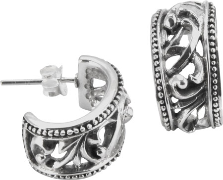 Women's Barse Sterling Silver Swirl Earrings CRVDE06SS
