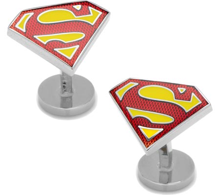 Men's Cufflinks Inc TextuTransparent Enamel Superman Shield Cufflinks