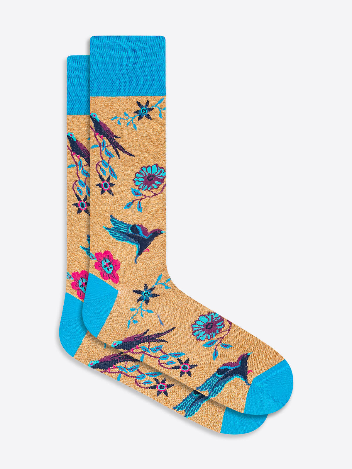 Abstract Bird and Flower Mid-Calf Socks