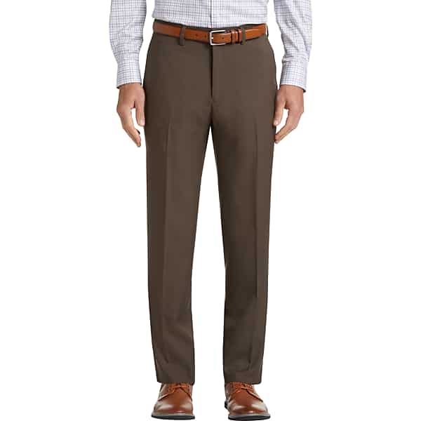 Haggar Men's Premium Comfort Brown 4-Way Stretch Slim Fit Dress Pants - Size: 36W x 30L