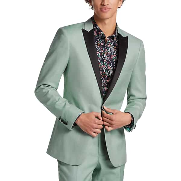 Paisley & Gray Men's Slim Fit Peak Lapel Dinner Jacket Light Green - Size: 40 Long