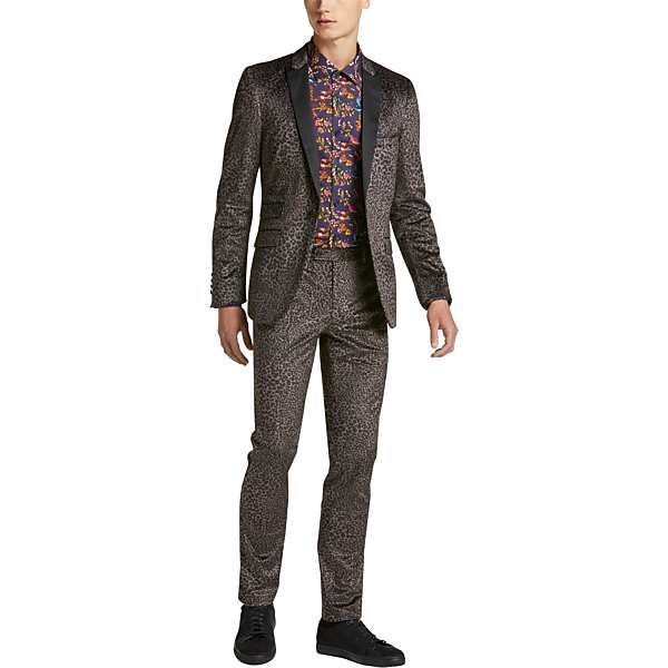 Paisley & Gray Men's Slim Fit Dinner Jacket Suit Separate Leopard Print Velvet - Size: 44 Regular