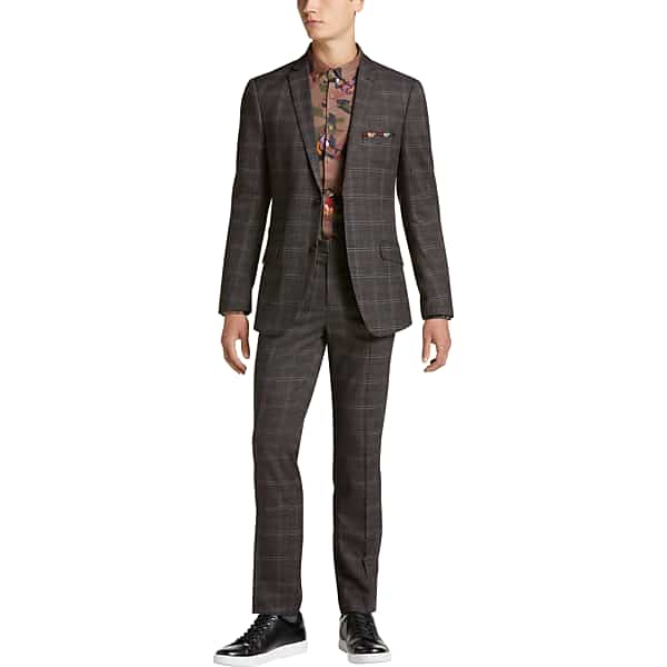 Paisley & Gray Men's Slim Fit Suit Separates Coat Charcoal Plaid - Size: 42 Regular