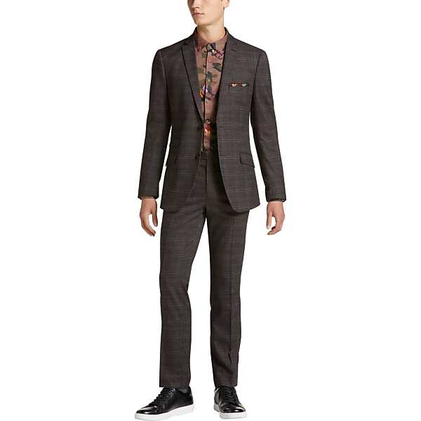 Paisley & Gray Men's Slim Fit Suit Separates Coat Charcoal Plaid - Size: 36 Regular