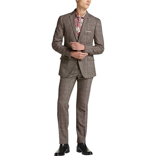 Paisley & Gray Men's Slim Fit Suit Separates Coat Black & White Windowpane - Size: 42 Regular