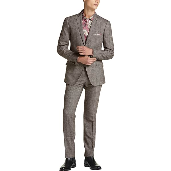 Paisley & Gray Men's Slim Fit Suit Separates Coat Black & White Windowpane - Size: 46 Regular