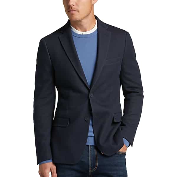 Egara Men's Slim Fit Notch Label Dinner Jacket Blue Paisley - Size: 40 Short