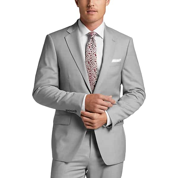 Calvin Klein X-Fit Slim Fit Men's Suit Separates Coat Light Gray Sharkskin - Size: 48 Regular