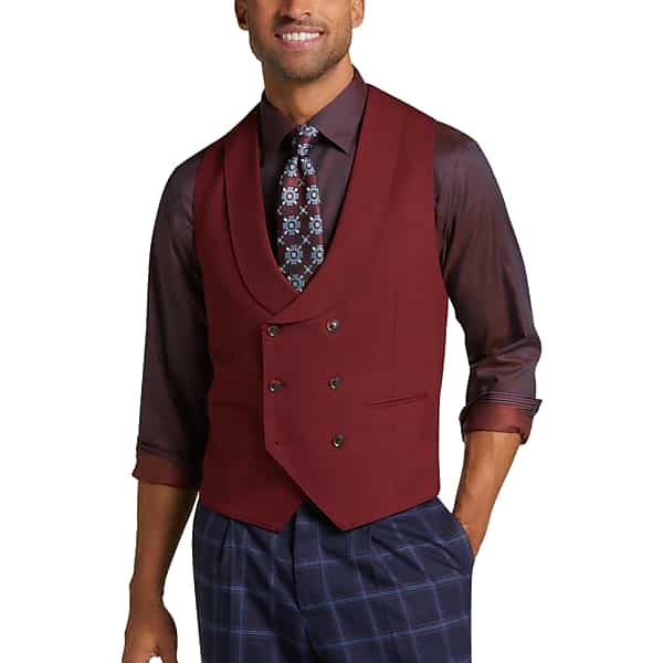 Tayion Men's Classic Fit Shawl Lapel Suit Separates Vest Red - Size: XL