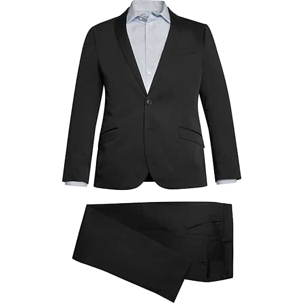 JOE Joseph Abboud Slim Fit Men's Suit Black Plaid - Size: 38 Short