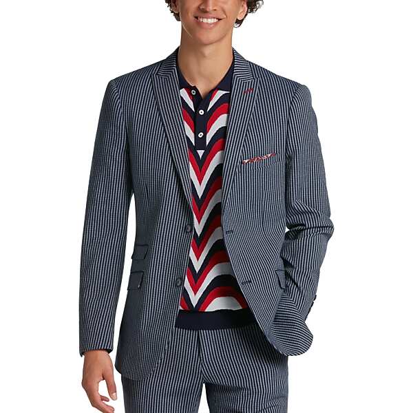 Paisley & Gray Men's Slim Fit Suit Separates Jacket Navy and Gray Stripes - Size: 40 Regular