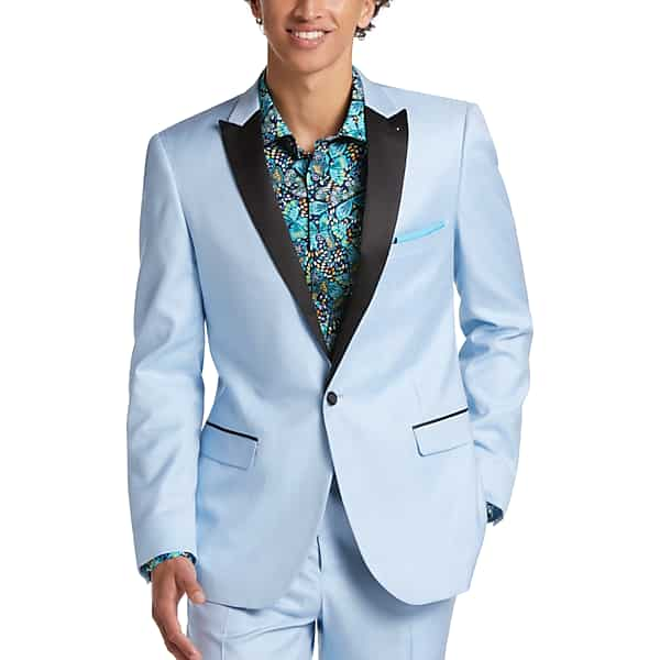 Paisley & Gray Men's Slim Fit Peak Lapel Dinner Jacket Light Blue - Size: 46 Long