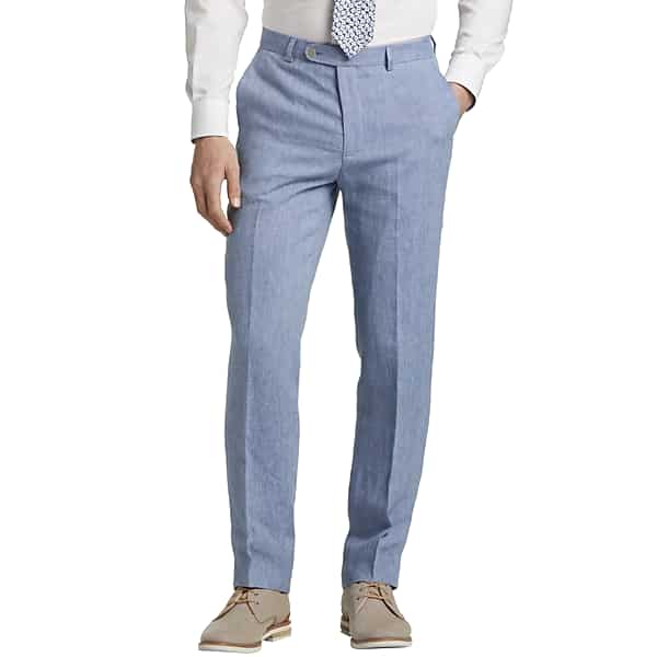JOE Joseph Abboud Men's Linen Slim Fit Suit Separates Dress Pant Light Blue - Size: 33W x 32L