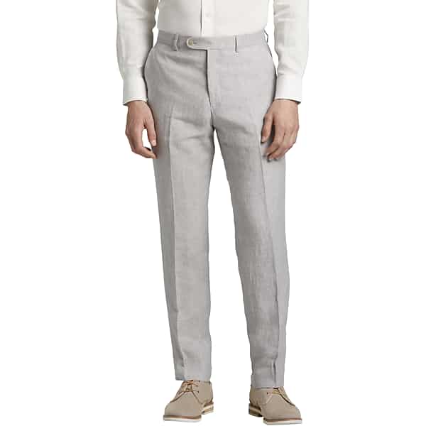 JOE Joseph Abboud Men's Linen Slim Fit Suit Separates Dress Pant Light Gray - Size: 44W x 32L