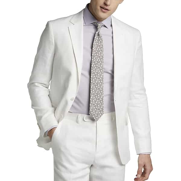 JOE Joseph Abboud Linen Slim Fit Men's Suit Separates Jacket White - Size: 44 Long