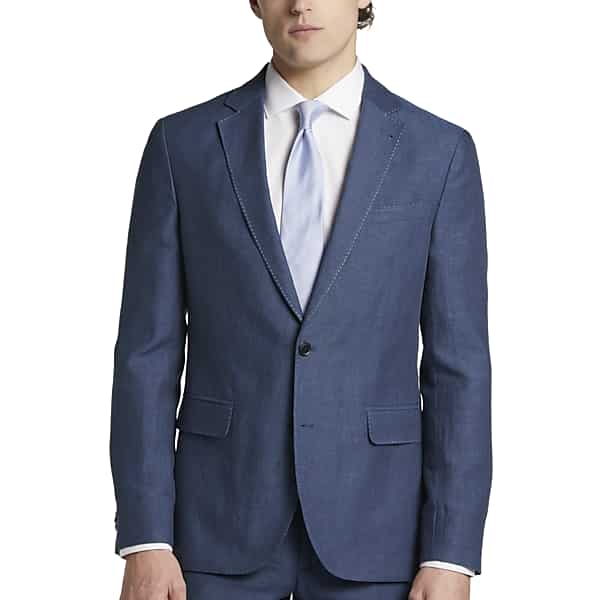 JOE Joseph Abboud Linen Slim Fit Men's Suit Separates Jacket Navy Blue - Size: 48 Regular