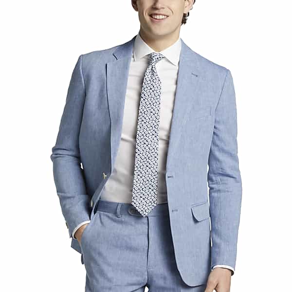 JOE Joseph Abboud Linen Slim Fit Men's Suit Separates Jacket Light Blue - Size: 44 Regular