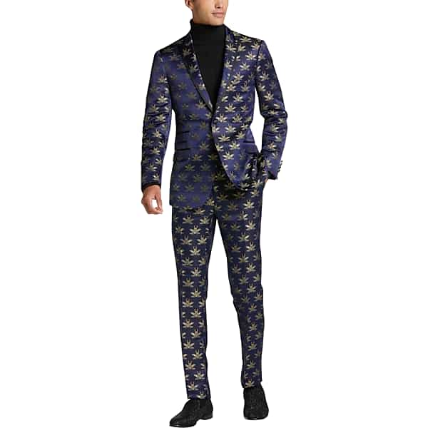 Pronto Uomo Platinum Men's Modern Fit Suit Separate Pant Navy Sharkskin - Size: 34 - Only Available at Men's Wearhouse