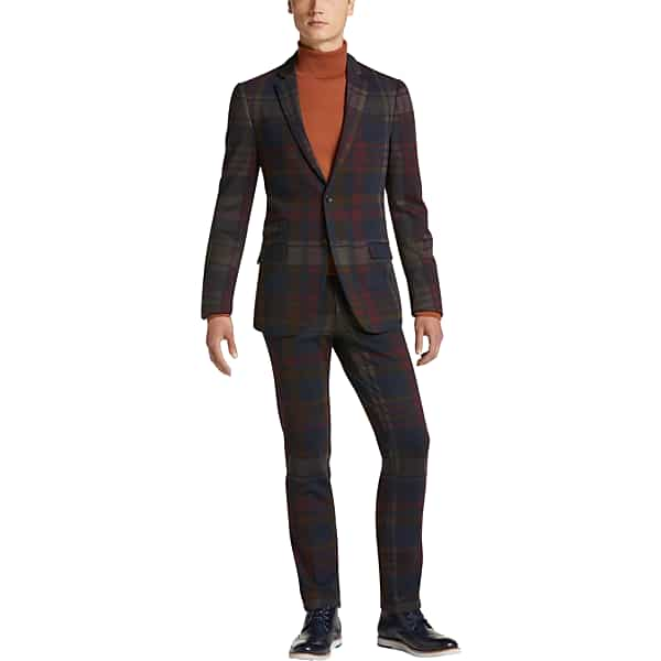 Paisley & Gray Men's Extreme Slim Fit Suit Separates Coat WinterPurple Plaid - Size: 46 Regular