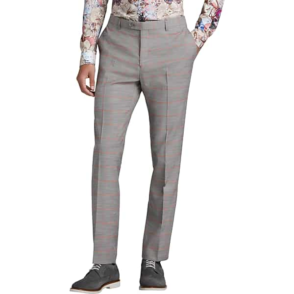 Paisley & Gray Men's Slim Fit Suit Separates Dress Pants Gray Windowpane - Size: 38