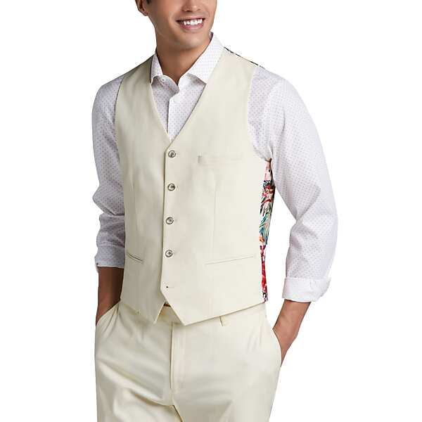 Paisley & Gray Men's Slim Fit Suit Separates Vest Off White - Size: Medium