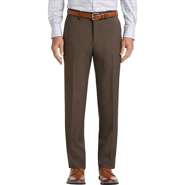 Haggar Men's Premium Comfort Brown 4-Way Stretch Slim Fit Dress Pants - Size: 38W x 30L