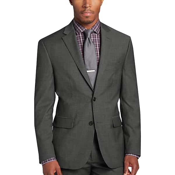 Awearness Kenneth Cole Executive Fit Men's Suit Separates Coat Gray Herringbone - Size: 46 Long