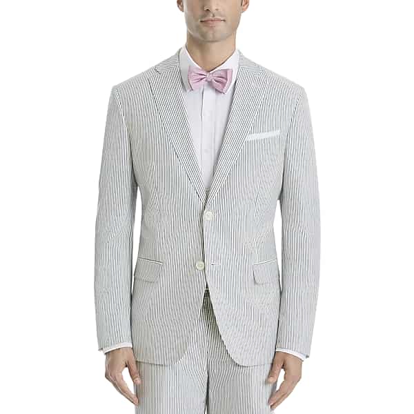 Lauren By Ralph Lauren Classic Fit Men's Suit Separates Coat Blue & White Seersucker - Size: 40 Long