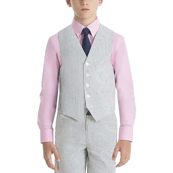 Lauren By Ralph Lauren Men's Boys (Sizes 8-20) Suit Separates Vest Blue & White Seersucker - Size: Boys 10