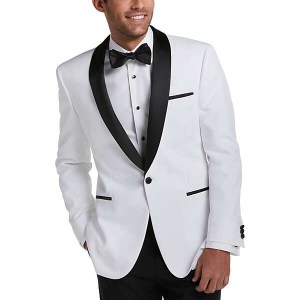 Egara Men's Slim Fit Wider Shawl Lapel Dinner Jacket White - Size: 38 Short