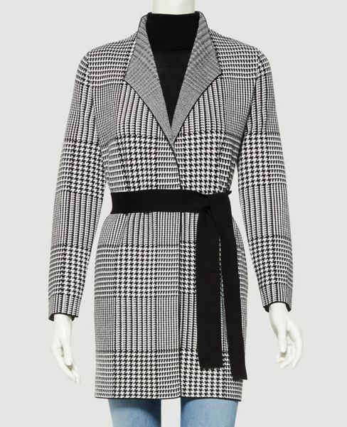 Ann Taylor Factory Petite Houndstooth Belted Coatigan