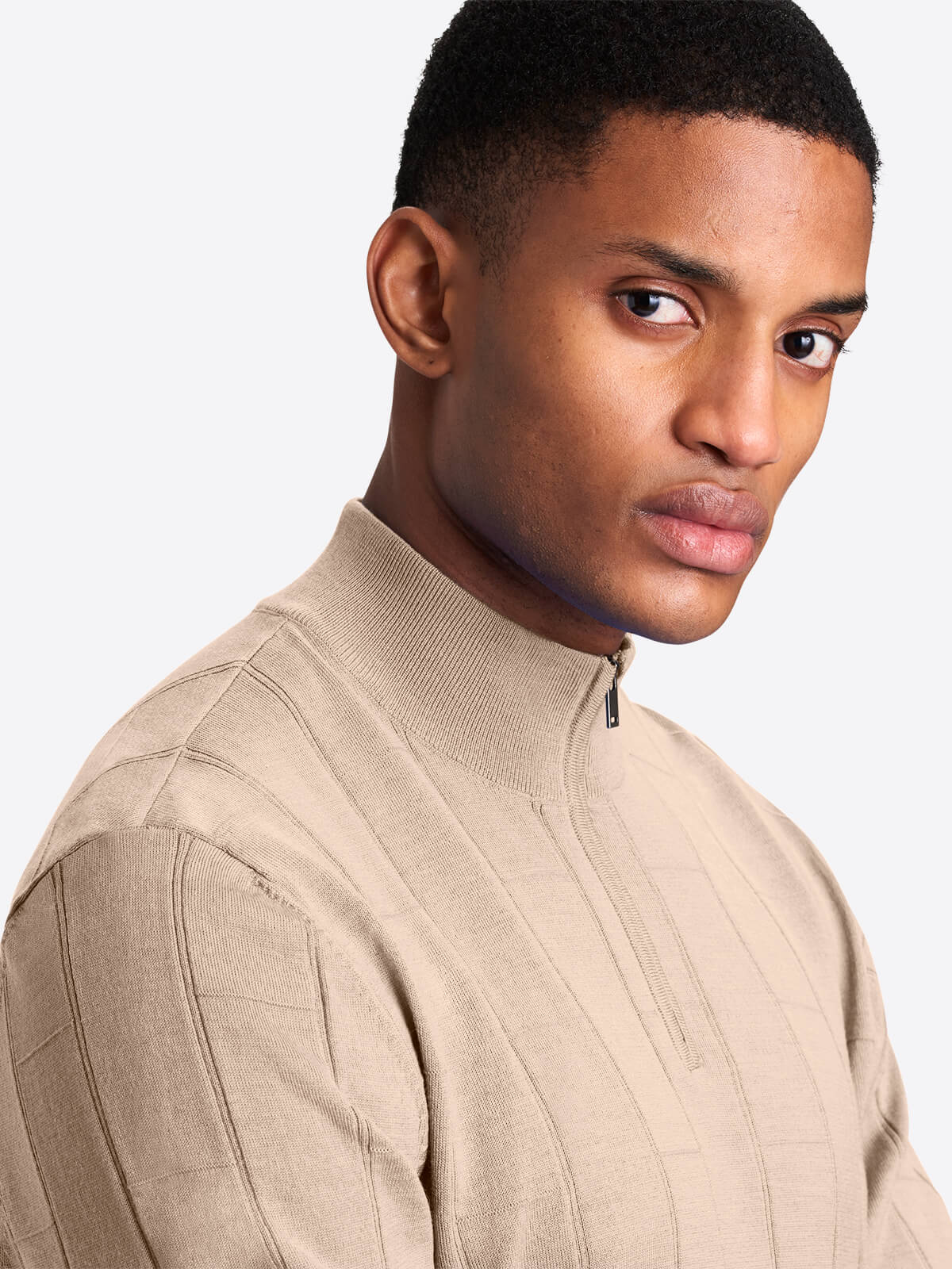 Half Drop Quarter Zip Mock Neck Sweater