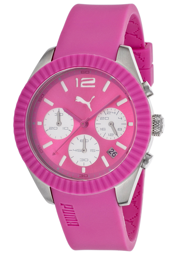 Women's Chronograph Pink Dial Coral Rubber - Puma Watch