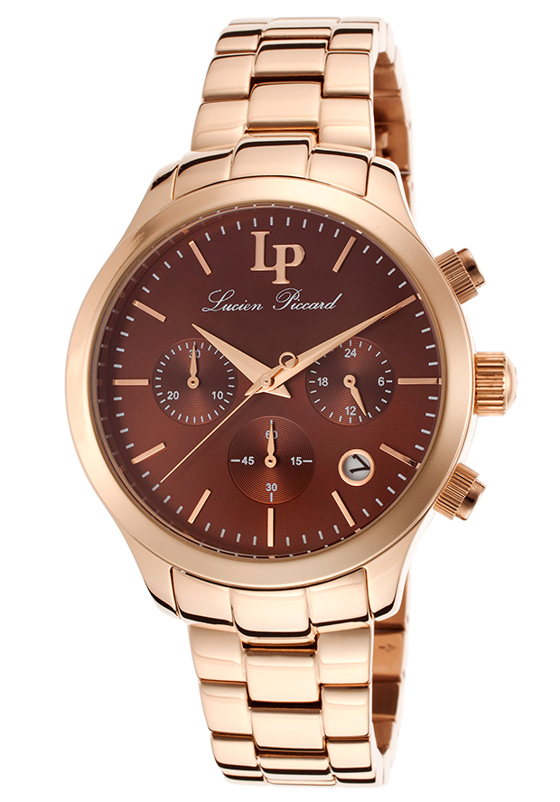 Coimbra Chronograph Rose-Tone Steel Brown Dial - Lucien Piccard Watch