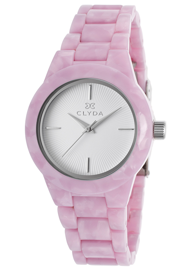 Women's Pink Lavender Acetate White Dial Silver-Tone Accents - Clyda Watch
