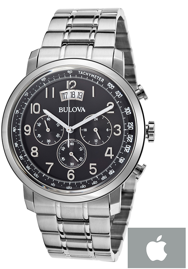 Men's Precisionist Chronograph Stainless Steel Black Dial w/ Apple Gift Card - Bulova Watch
