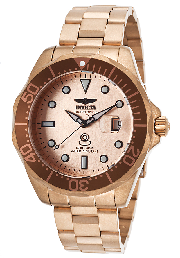 Men's Pro Diver Sandblasted 18K Rose Gold Plated Steel and Dial - Invicta Watch